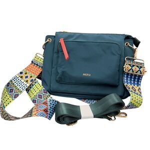 Mersi Teal Crossbody Bag Blue Boho Geometric Travel Festival Streetwear